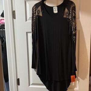 Vocal Black Asymmetrical Embellished Tunic